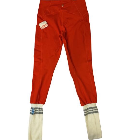 Free People Movement orange High-Rise 7/8 Leggings Sock Cuffs Size S NewWTags - Picture 2 of 10